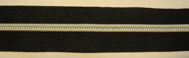 Reißverschluß Meterware schwarz-silber 6 mm