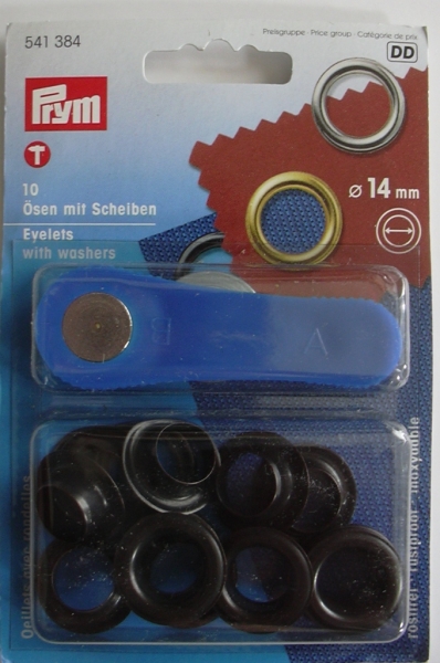 Ösen mit Scheiben 14 mm brüniert , 10 Stück