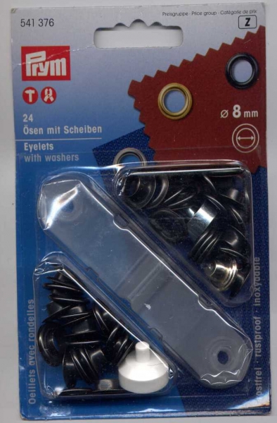 Ösen mit Scheiben, brüniert, 8 mm, 24 Stück