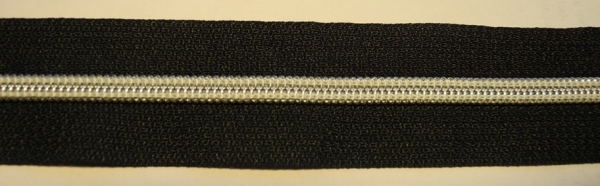 Reißverschluß Meterware schwarz-silber 6 mm